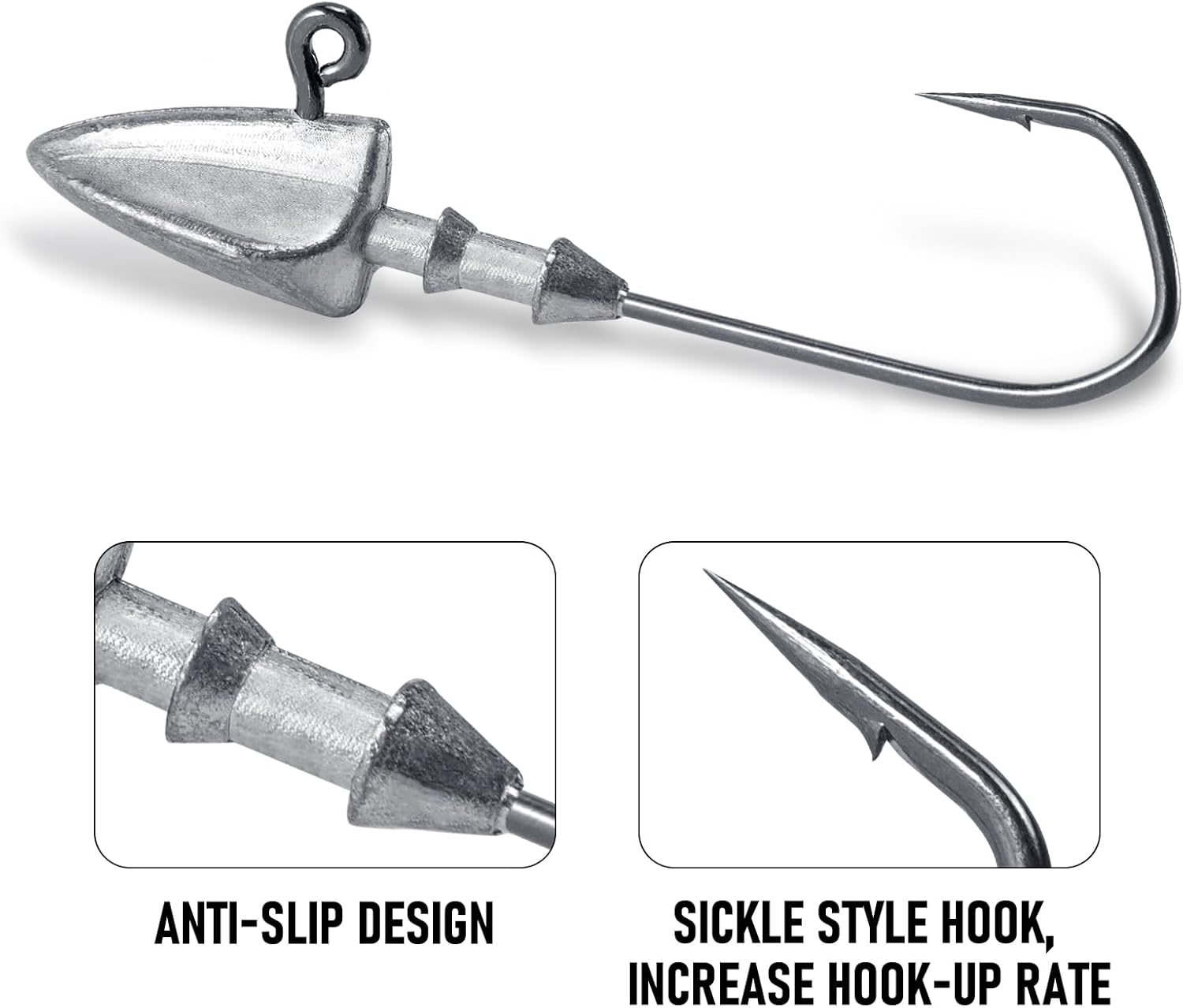 Dr.Fish 20 Pack Bullet Jig Head Swimbait Jig Sickle Hooks Walleye Freshwater Bass Fishing Texas Jig High Carbon Steel Hooks Saltwater