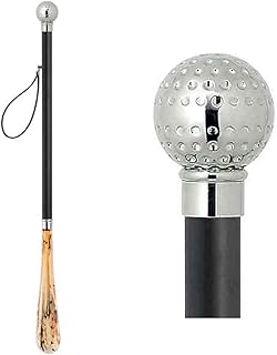 Calzador de diseño (70 cm, con bola de golf plateada, mango de madera), color negro
