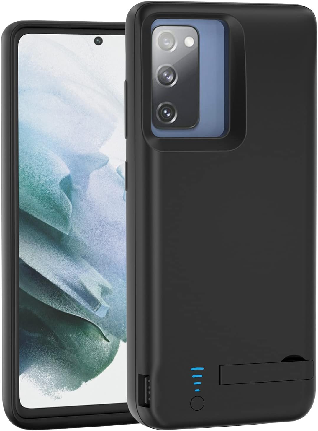 Galaxy S20 FE Battery Case, 5000mAh External Backup Battery Charger Case for Samsung Galaxy S20 FE 5G, Rechargeable Extended Battery Power Bank Charging Case Support Kickstand, Add 100+% Extra Juice