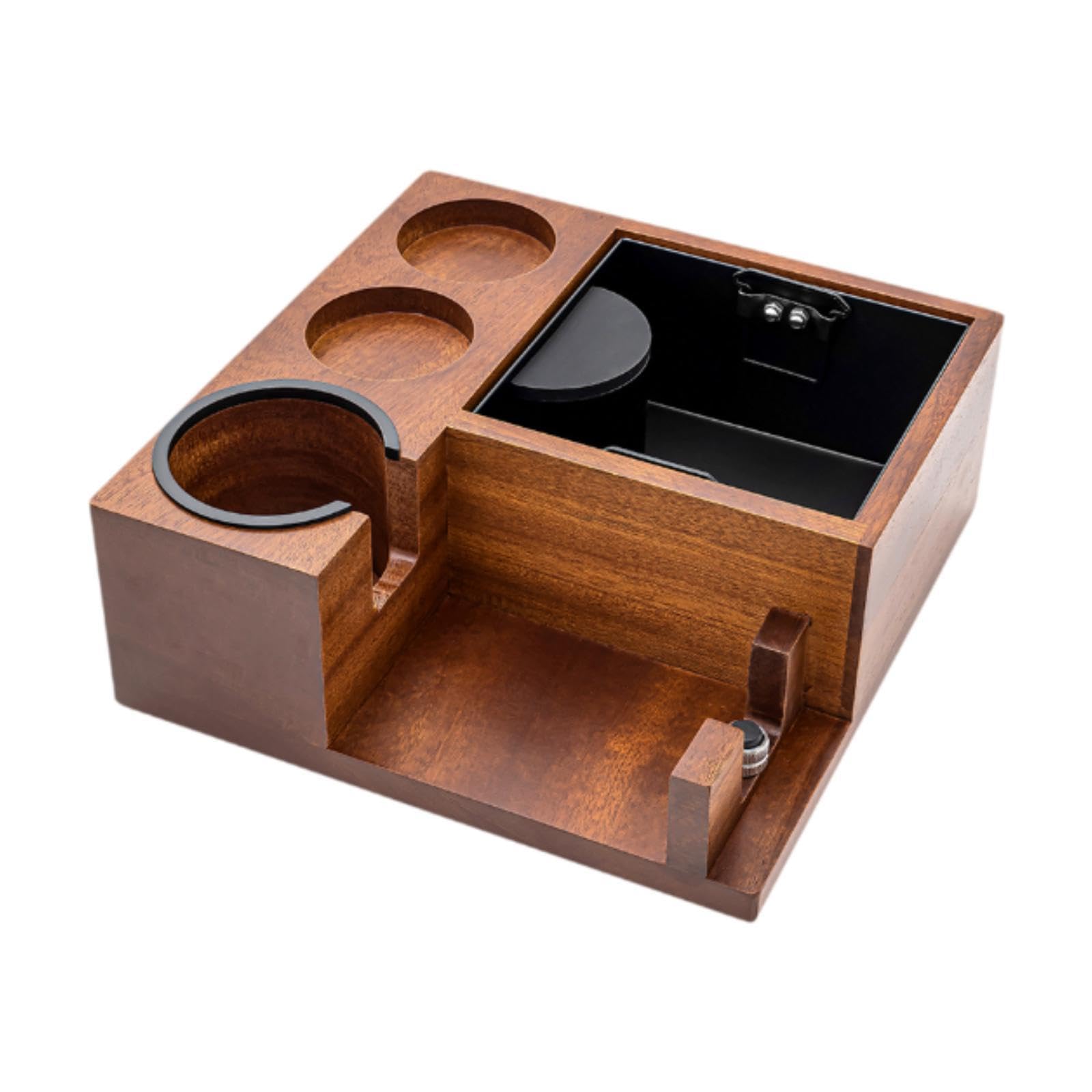 Espresso Boîte à Station Tamper Distributeur Accessoires Organisateur en Bois PP Fer Silicone Antidérapant Réglable Adapté à