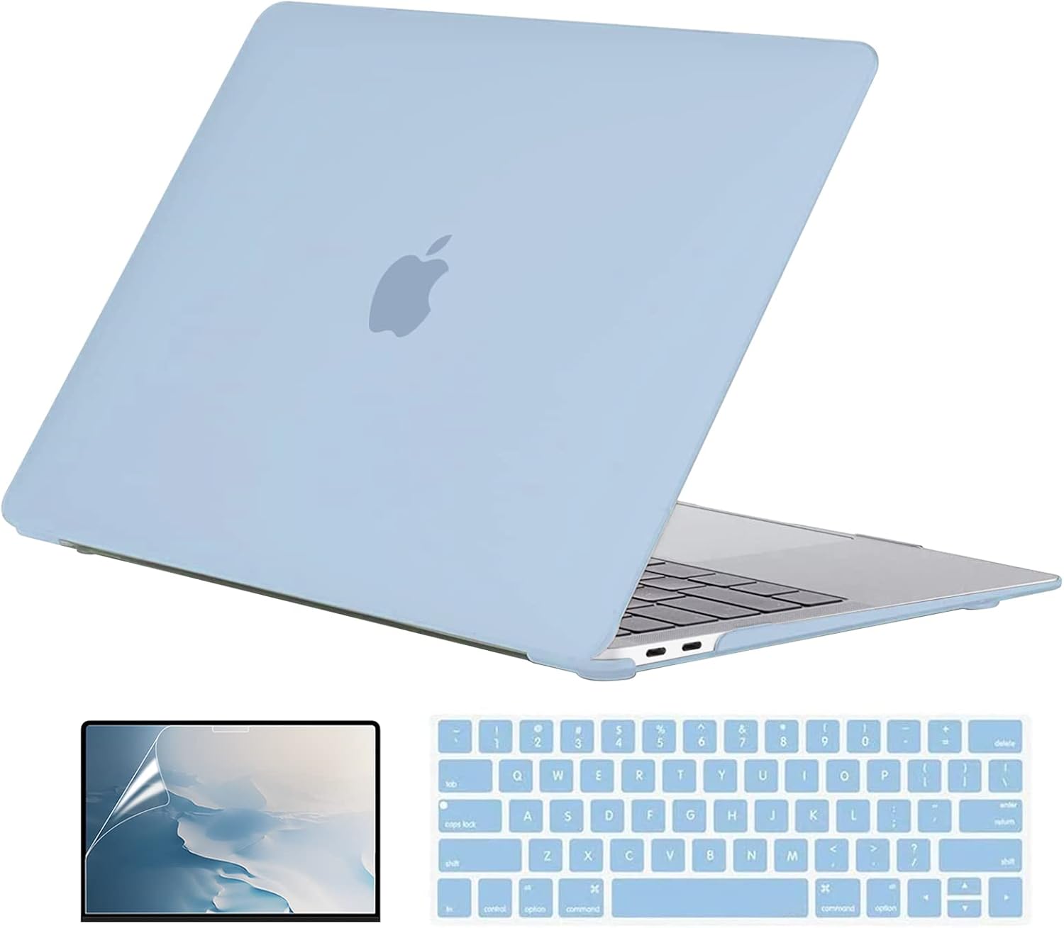 EooCoo Compatible with MacBook Pro 13 inch Case 2023 2022 M2 2021-2016 M1 A2338 A2289 A2251 A2159 A1989 A1706 A1708 Protective Hard Case with Keyboard Cover, Screen Protector - Airy Blue