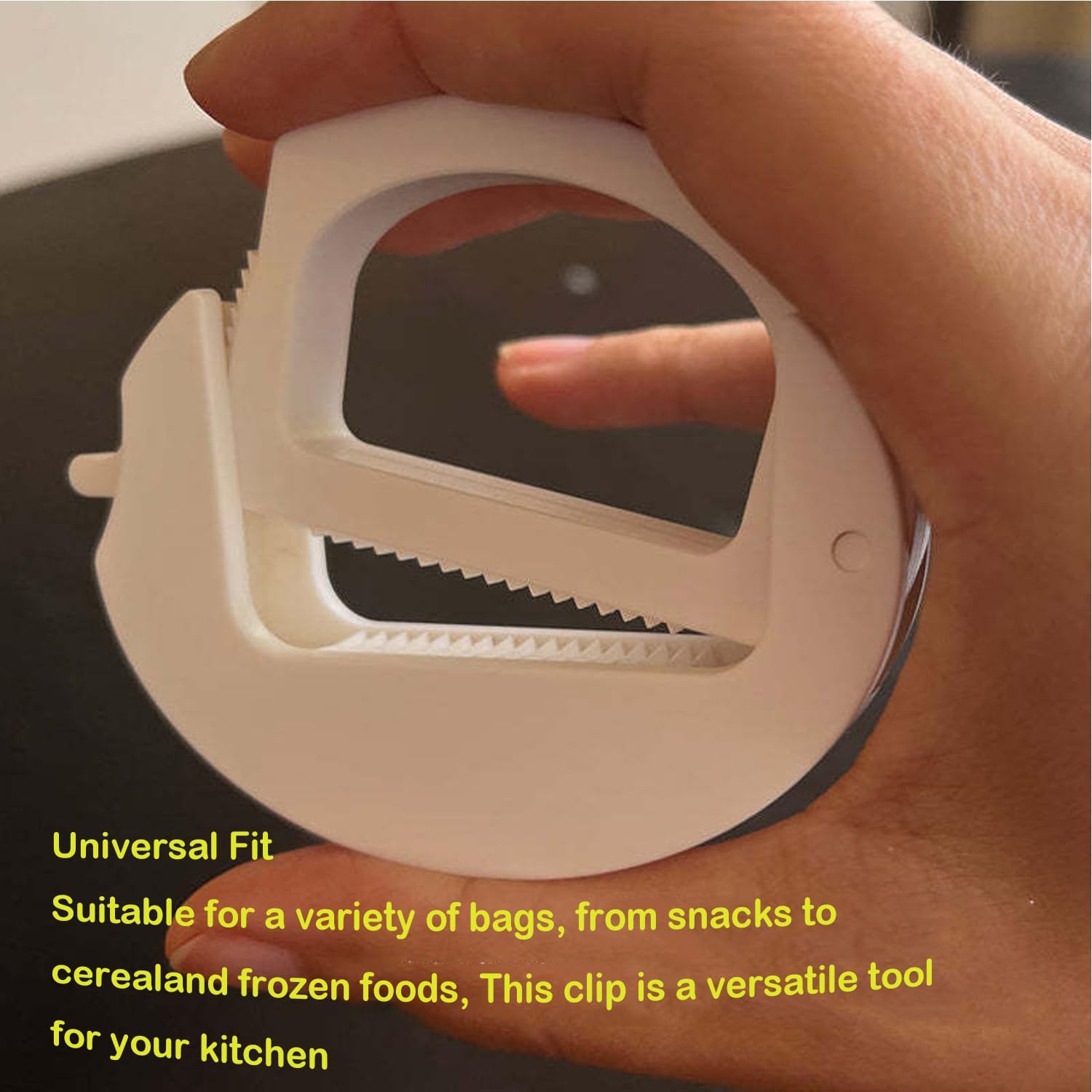 Food Storage Sealing Clips– Adjustable Squeeze and Lock Bag Clips for Food Storage&Chip&Bread&Dog Food&Snack Clips for Bags, Squeeze & Lock Bag Clips with Moisture-Proof Design (White and Purple)