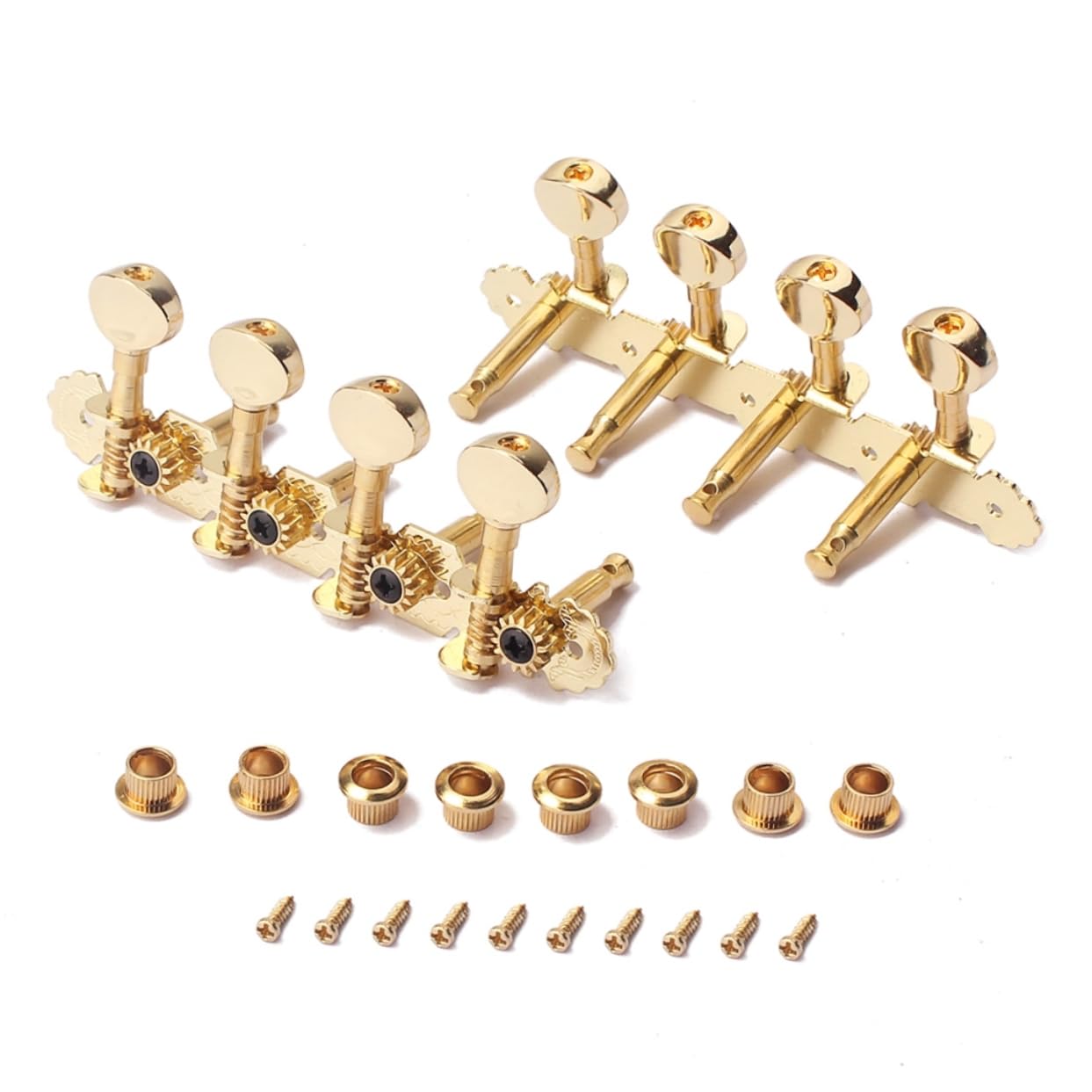 CIMAXIC 4 Left and 4 Right Guitar Tuning Pegs Mandolin Tuners with Gold Plated Machine Heads 8 Strings Guitar Tuning Keys Mounting Hardware