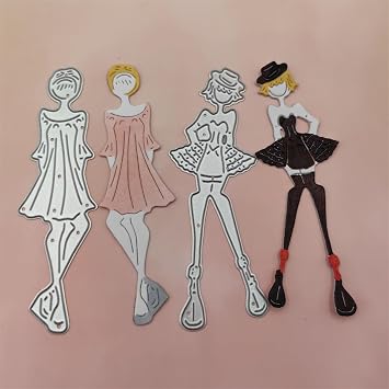 DIY Fashion Girls Metal Cutting Die for Scrapbooking Card Making, Die Cuts DIY Album Stamps Decor Embossing Paper Crafting Die-cuts Party Wedding Festival Decorations - 2 Pack