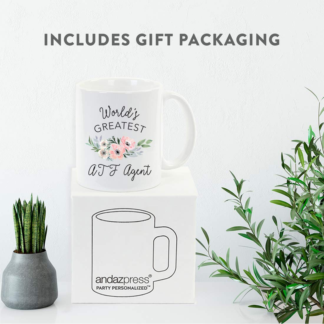 Andaz Press Personalized 11oz Coffee Mug - World's Greatest Mail Carrier Design, Pink Anemone, Gift Boxed - View #3