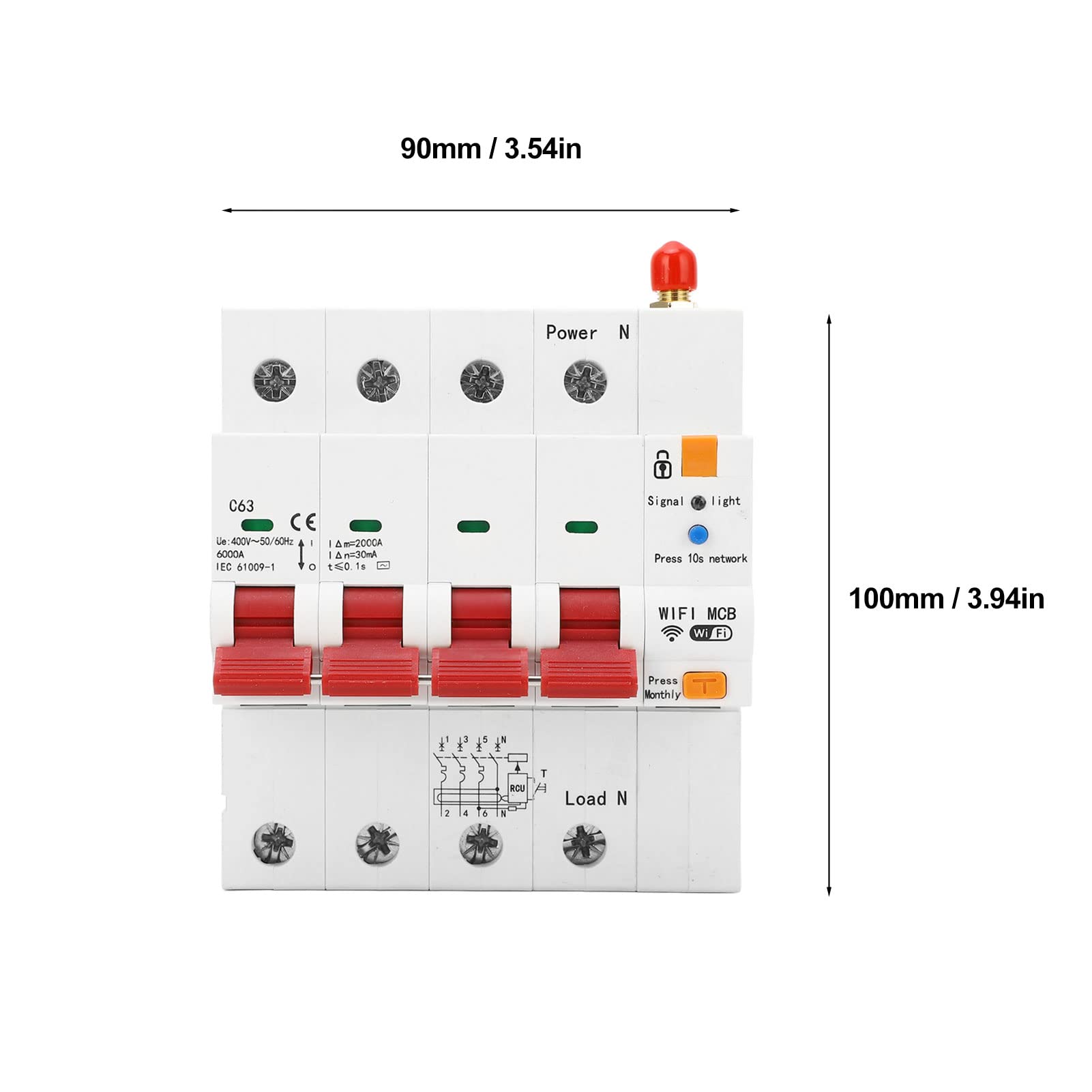 Disyuntor Inteligente, Disyuntor de Control Remoto AC400V 63A WiFi para Bomba de Agua