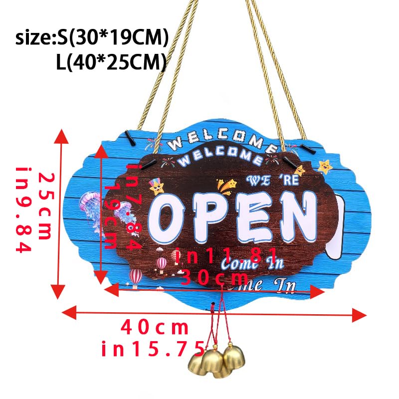 Cartelli aperti e chiusi marroni 8Gnituhs 40 * 25CM per attività commerciali, cartelli aperti in vinile bifacciale per attività commerciali con orologio di ritorno, cartello di ritorno con orologio