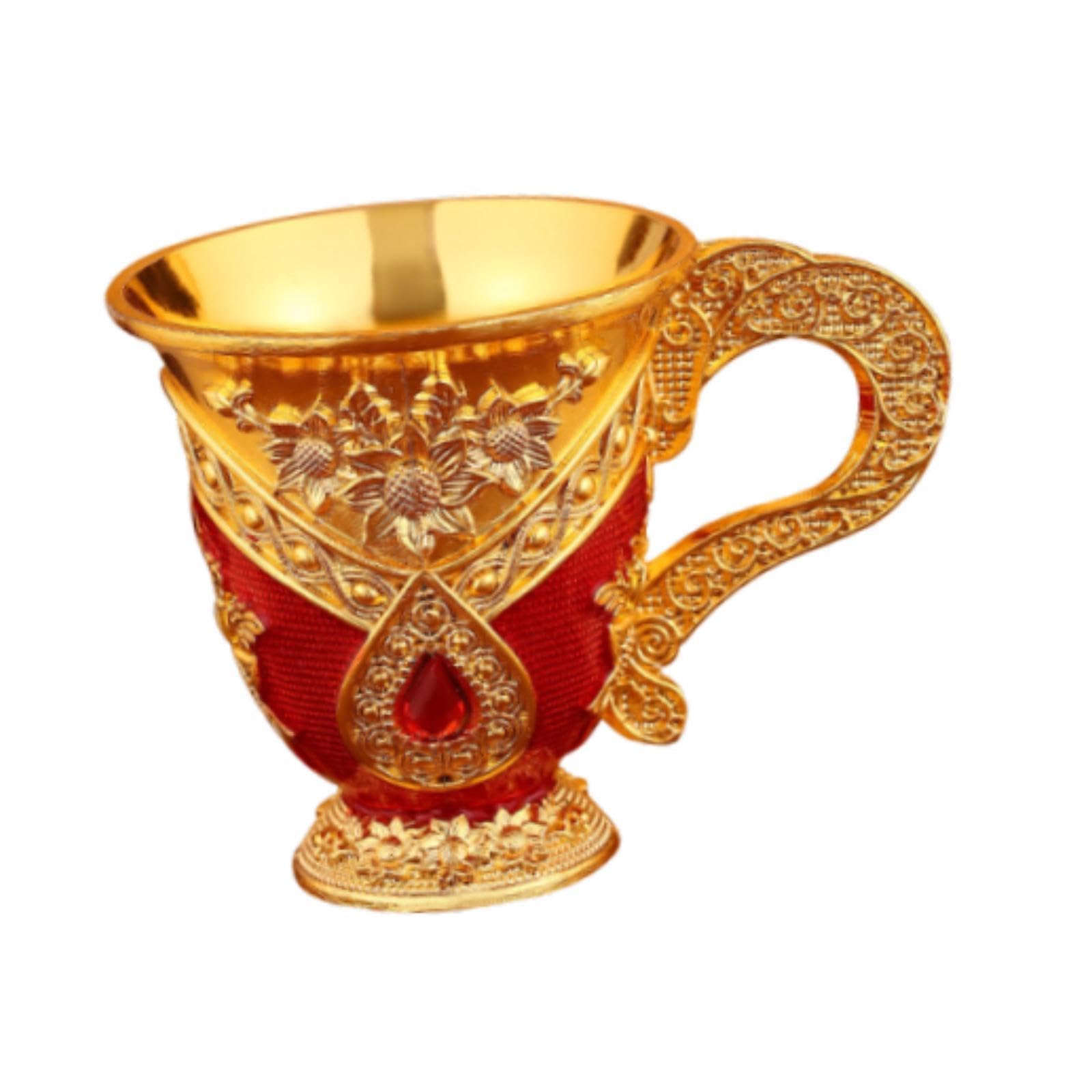 YWJLQH Vintage Medieval Goblet Drinking Glass Zinc Alloy Collectible Reusable Drinkware Wine Tasting Cup for Gatherings Wedding