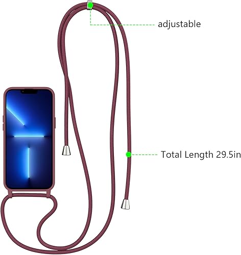 Miniatura 21 de ZTOFERA Funda para iPhone 13 Pro con correa, funda cruzada para teléfono con cordón ajustable para el cuello para el hombro, silicona suave a prueba