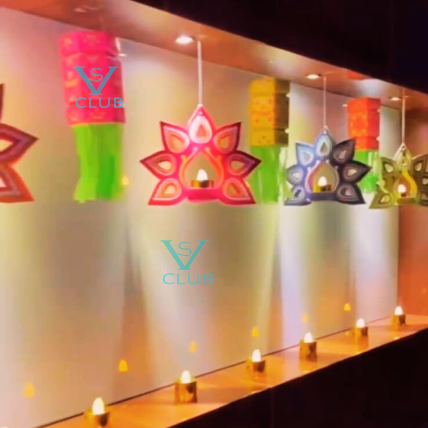VS Club Kandil Lentern Diyas Set of 10 with LED Candle Diwali Decoration Items,Wall Hanging, Home Decor Items Festive Decor, DIY Craft Traditional Akash Kandil Lights Box for Office Decorative 10pcs.-image-18