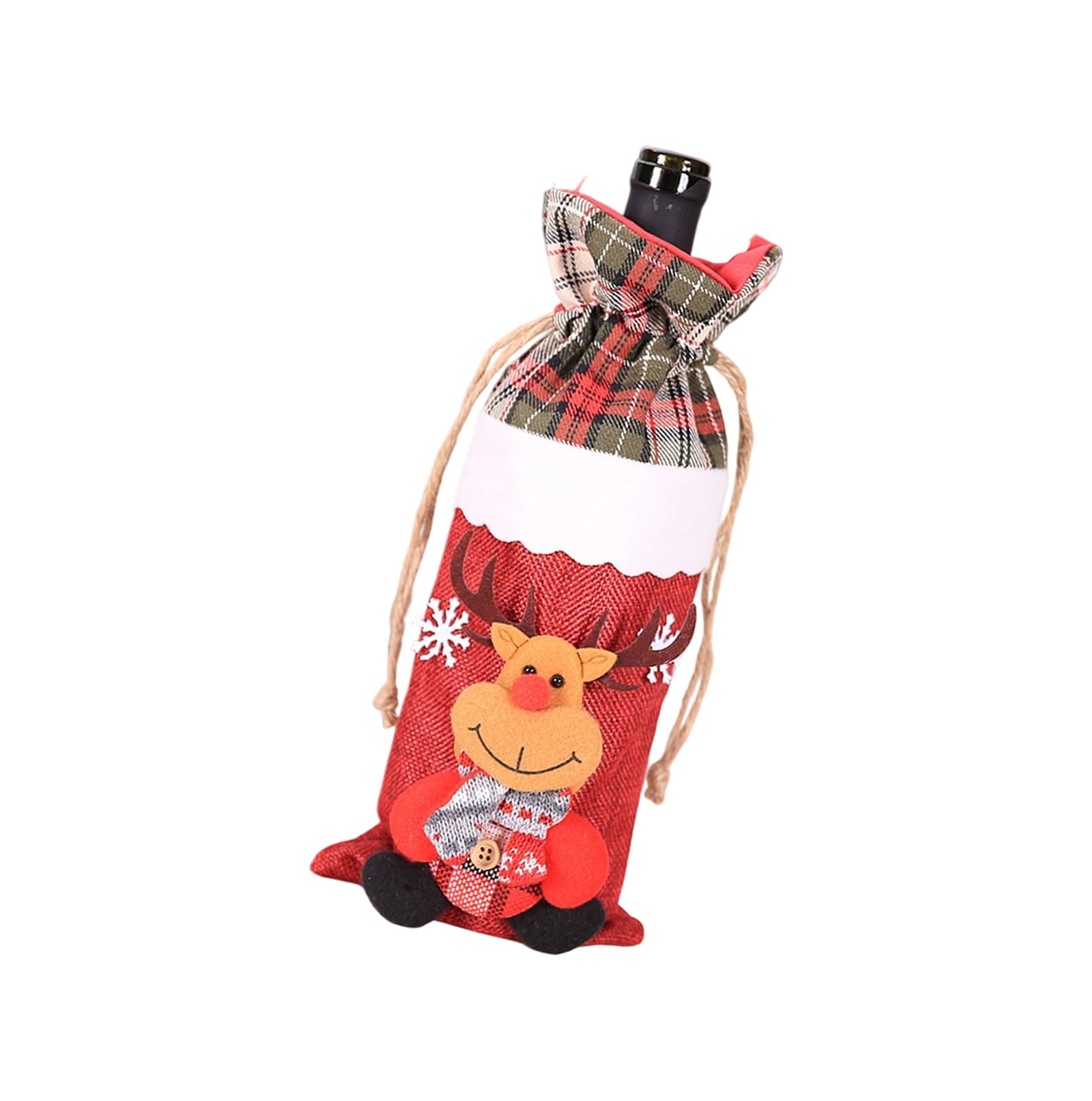 Kalttoy Holiday Themed Plush Wine Bottle Sleeve Santa Design Perfect for Christmas Gatherings and Festive Table Centerpieces Plush Champagne Bottle Sleeve