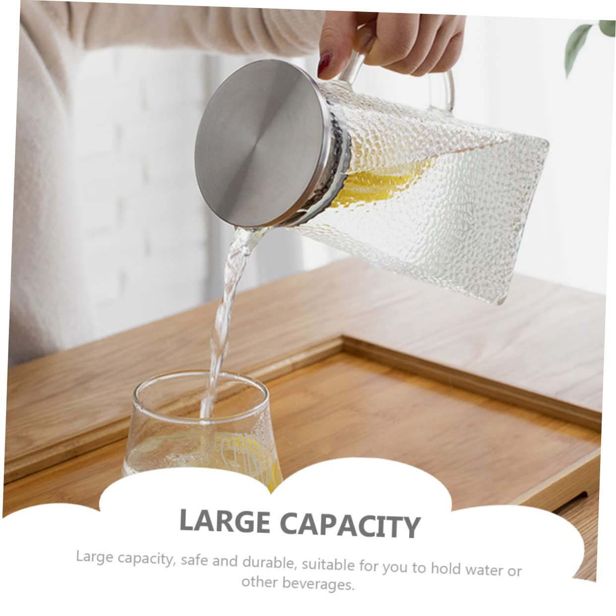 Jarra de Agua de Vidrio con Tapa 1, 5 L Diseño Martillo