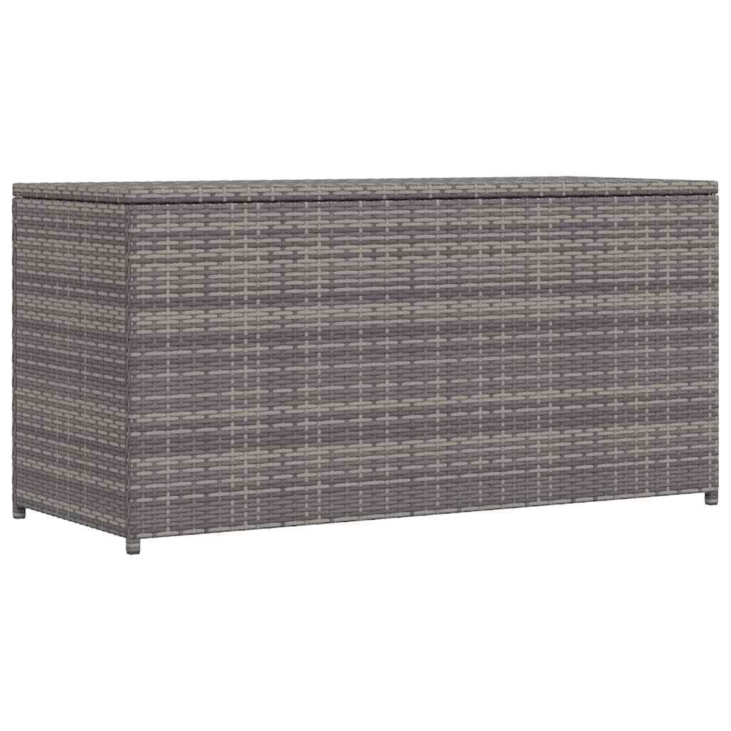 Caja para cojines de jardín gris 120 x 50 x 60 cm, de polirratán con bolsillo interior para cojines, cojines, mantas, cojines de asiento, juguetes y libros, resistente a la intemperie,