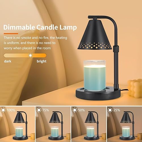Miniatura 6 de kobodon Lámpara calentadora de velas con base de mármol, calentador eléctrico regulable con temporizador, calentador de velas de metal para velas