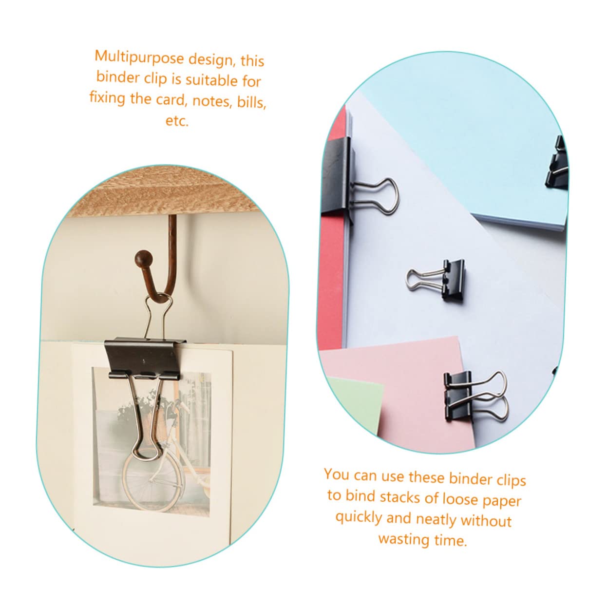 Binder Clips Metallici Neri 51mm, 36 Pezzi, Clip Raccoglitori | Fermagli per Carta per Scuola e Ufficio, Back To School Party, Oggetti per Scuola