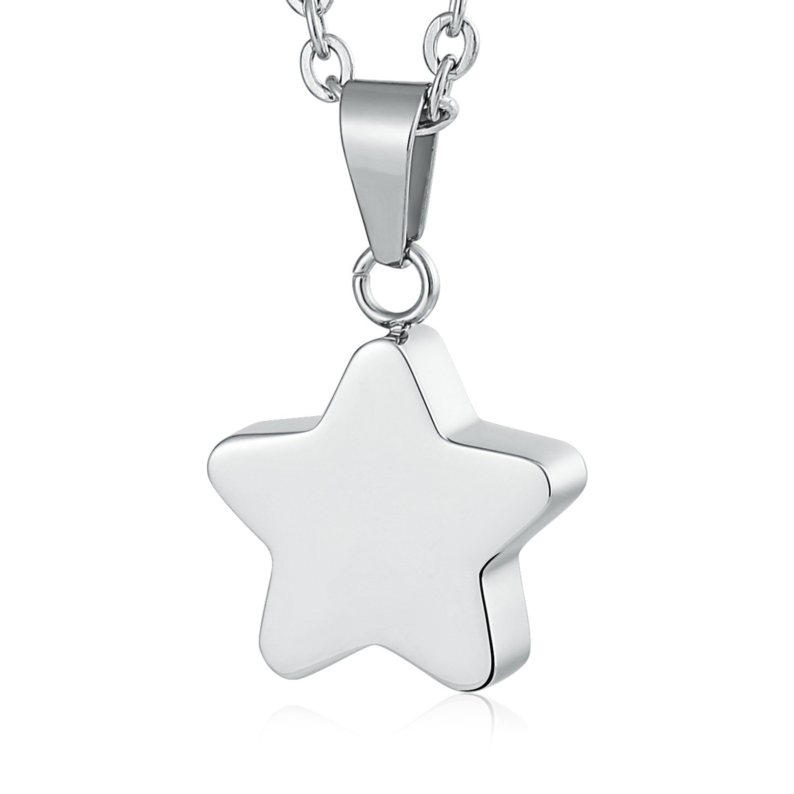 ANAZOZ (Grabado Personalizado Collar Acero Inoxidable Memorial Collar de Cremación Collar para Cenizas Colgante de Recuerdo Suave Estrella Plata