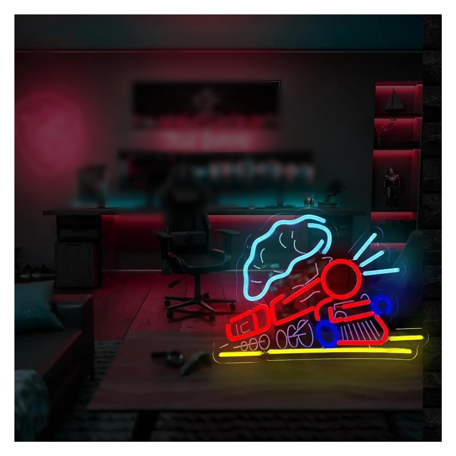 Wiszące neony artystyczne Pociągi Neon USB Możliwość Przyciemniania Oświetlenie LED Do Gier Bar Party Dekoracja Domu Sypialni 38x27cm