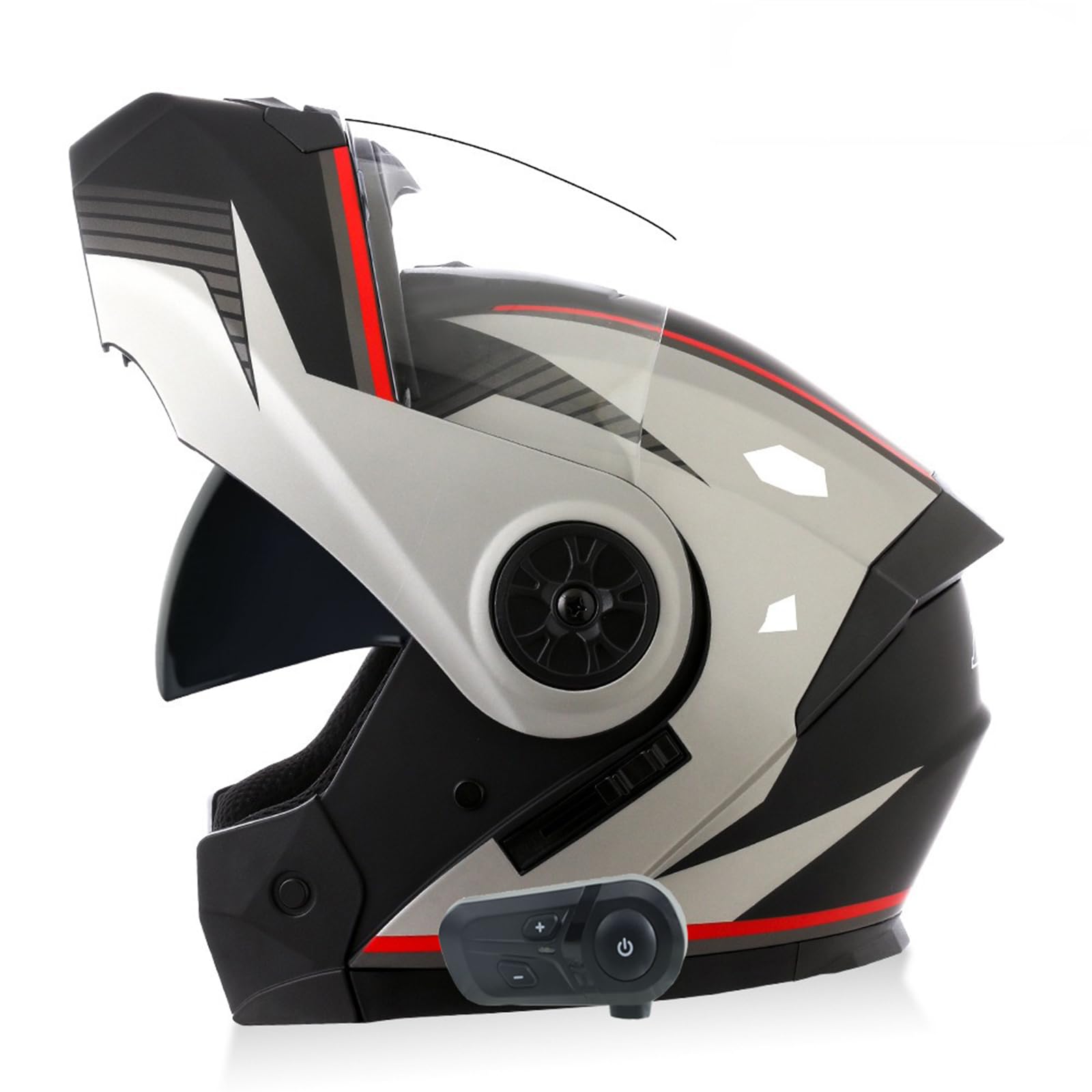 ZHTBATE Bluetooth Flip Up Front Motorbike Motorcycle Helmet with Double Visor Anti-fog ECE Approved Racing Crash Helmets for Adult 55~62CM
