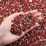 XIANNVXI Kristalle Trommelsteine Chips Set Red Jasper Mini Edelsteine Heilsteine Kristall Steine Vase Füller Deko Steine Kleine (100G)