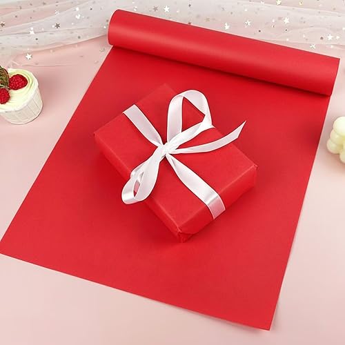 Rollo de papel de regalo rojo de 11.8 pulgadas x 196.85 pulgadas para flores, manualidades, envoltura de regalos, embalaje, envío en movimiento
