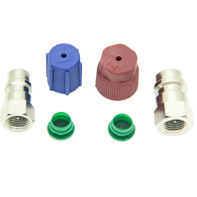 QDJUNE R12 to R134A AC Retrofit Fitting Adapter Kit, R12 to R134a