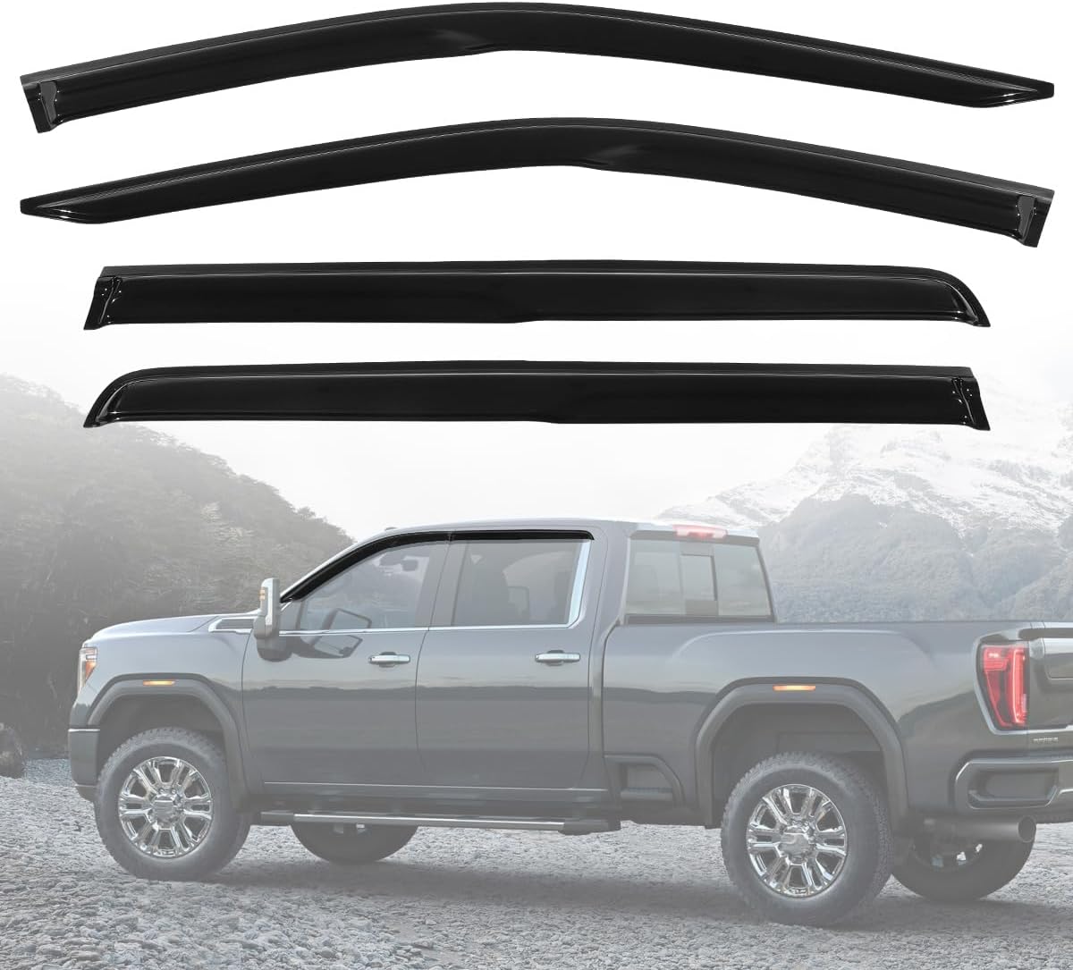 Window Deflectors Rain Guards Fit for 2019 2020 2021 2022 Silverado GMC Sierra 1500 Crew Cab Vent Window Visors Guard Deflectors 4pcs