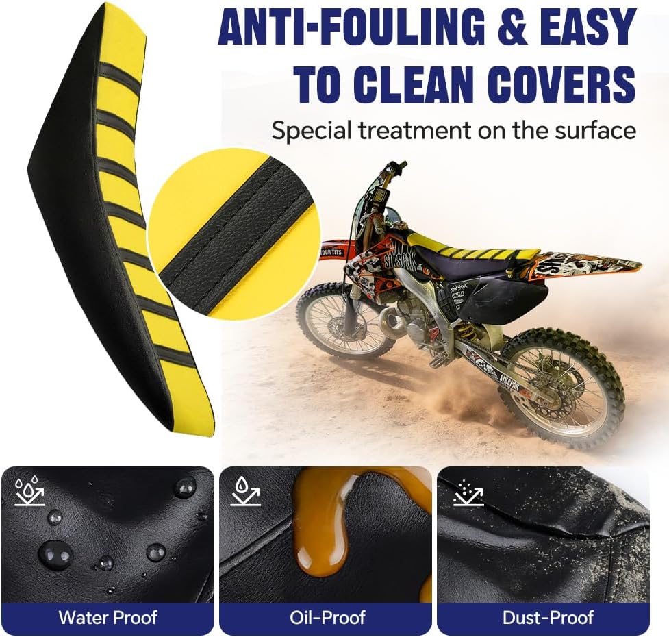 PIT66 Soft Seat Cover, Compatible with Honda CR125R CR250R CR500R CR80R CRF100F CRF125F CRF150F, Yellow