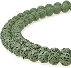 Beads for Energy Bracelets Yoga Bracelet DIY Natural Green Lava Beads Lava Stone 60 Pieces 34 cm 6 mm