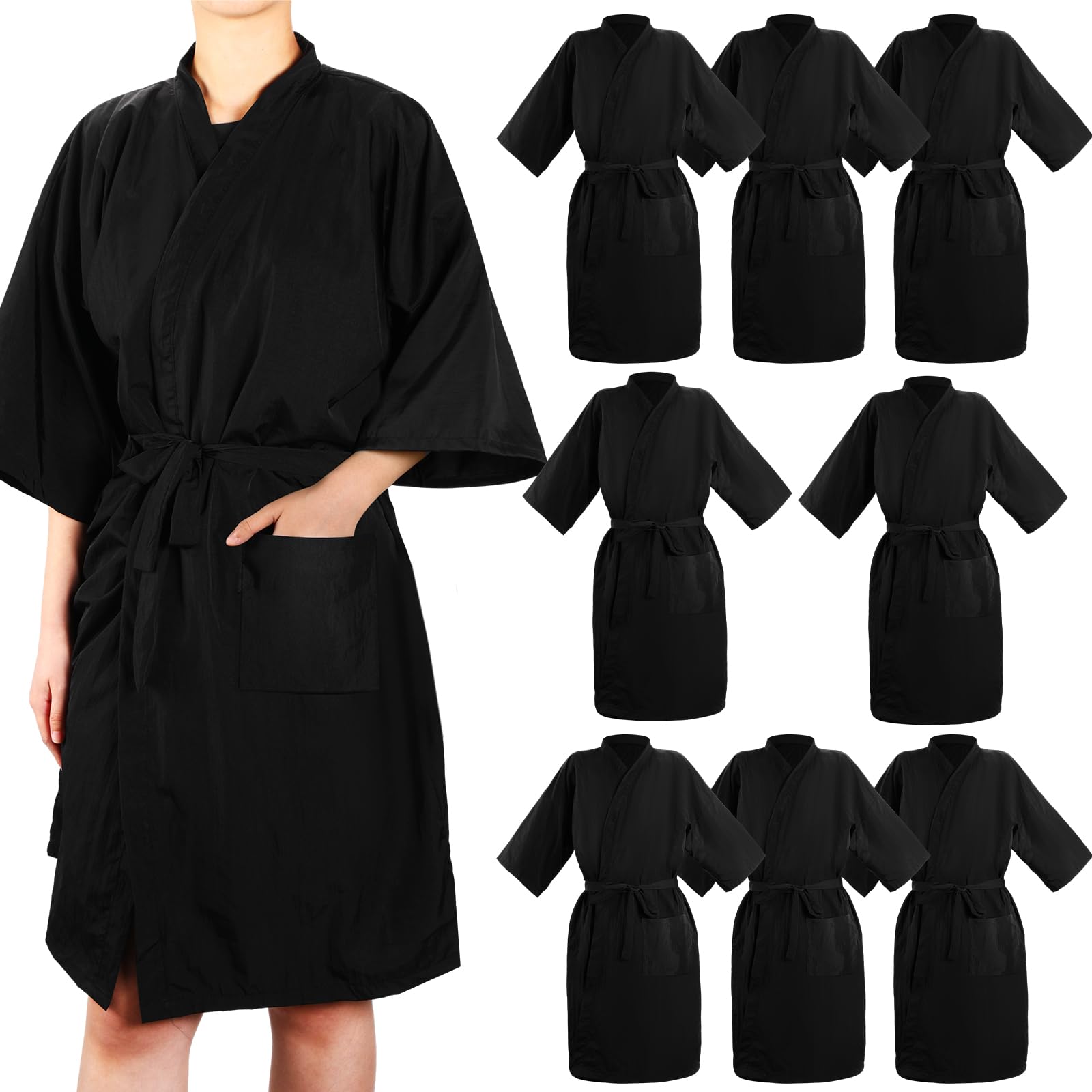 Toulite 8 Pieces Salon Robes Smock Hair Salon Client Gown Cape Barber Smock Kimono Style Hair Stylist for Clients