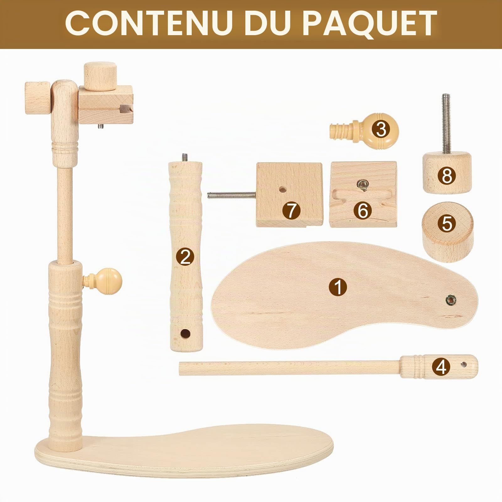 PATIKIL Ajustable Broderie Cerceau Rester, Hêtre Bois Croix pointe Cerceau Support Mains libres Broderie Cadre Rester pour Couture Arts Artisanat Aiguille