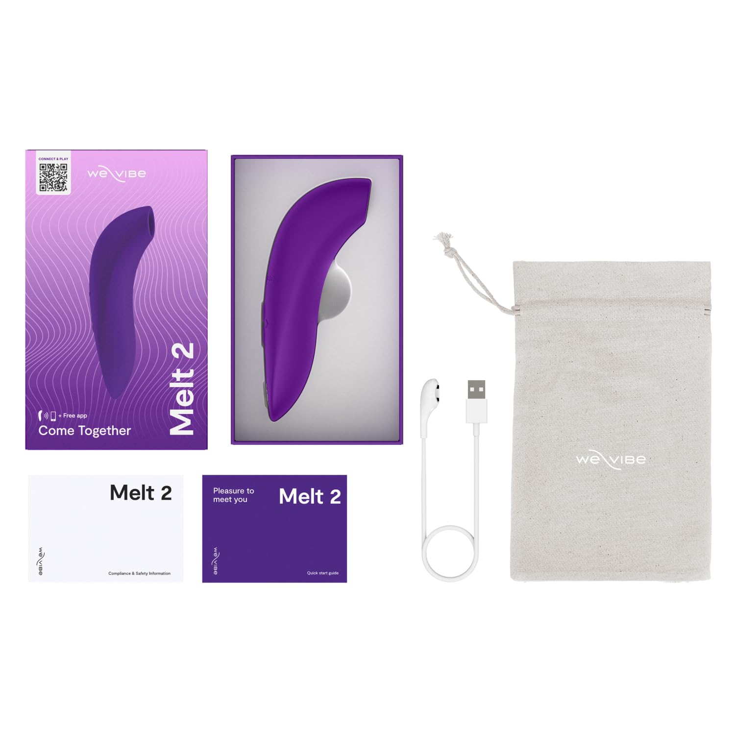 We-Vibe Melt 2 Vibratore Clitorideo | Stimolatore Giocattoli Sessuali | Succhiatore Clitoride Massaggiatore per Donne | Masturbatore con Controllo App | 12 Intensità e 6 Modelli di Suzione | Viola