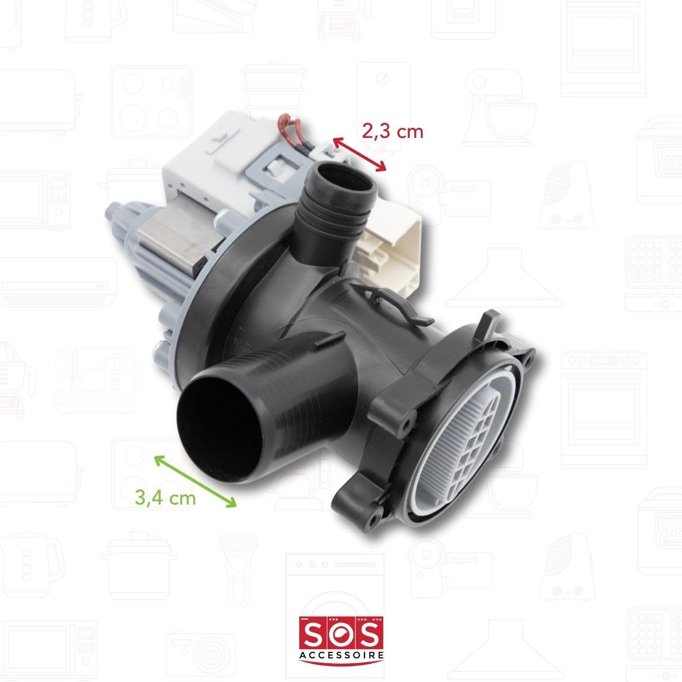 Drain pump with dimensions