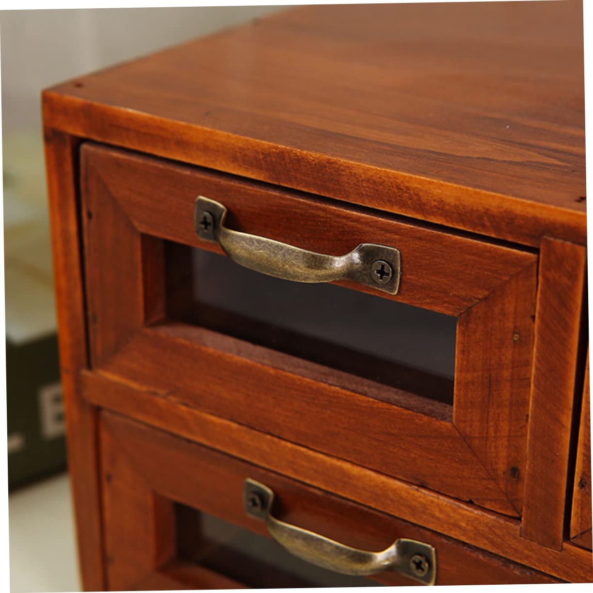 NUOBESTY Organizador de Madera con Cajones Dobles y 4 Compartimentos, Caja de Almacenamiento Versátil para Oficina y Escritorio, Diseño Cerrado Fácil de Usar