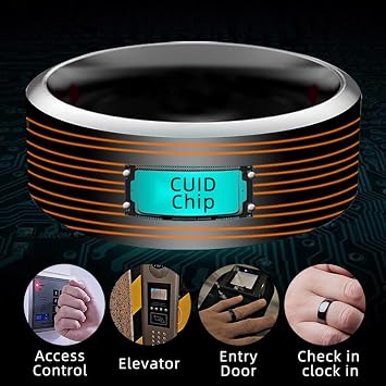 CUID Smart Ring for 13.56mHz Rewritable Replicable Mifare 1K S50 and FM1108 Card Full Ceramic Ring (Black, US#6)