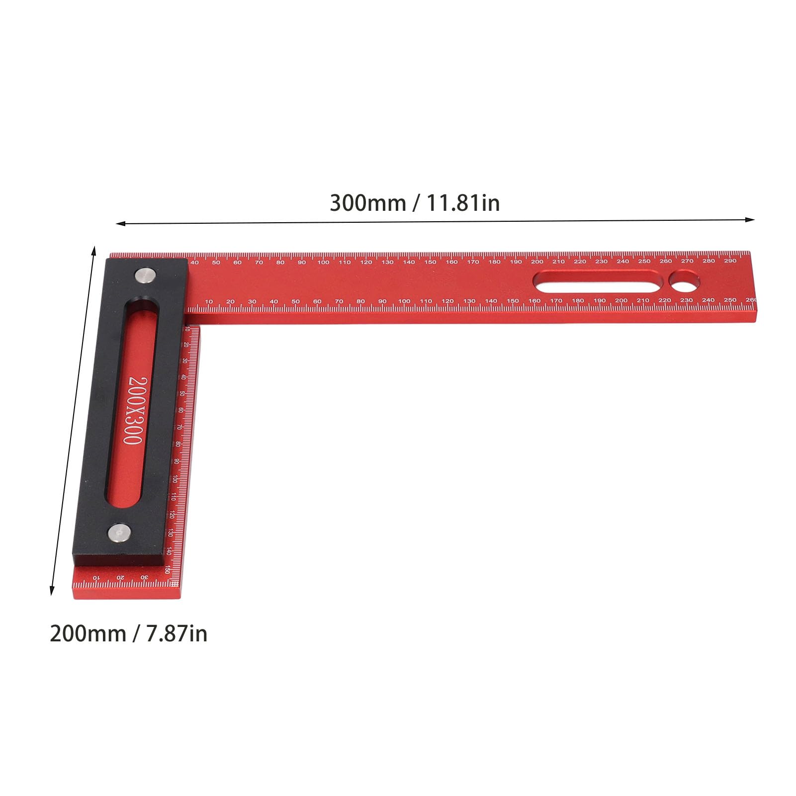 L Ruler, Aluminum Alloy L Shape Woodworking 300x200mm Framing with Stop Fence, Framing Ruler, Carpenters, Right Angle Ruler