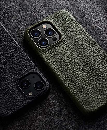 Étui cuir iPhone 13 Pro Max chic coque texture litchi orange haute qualité - 5
