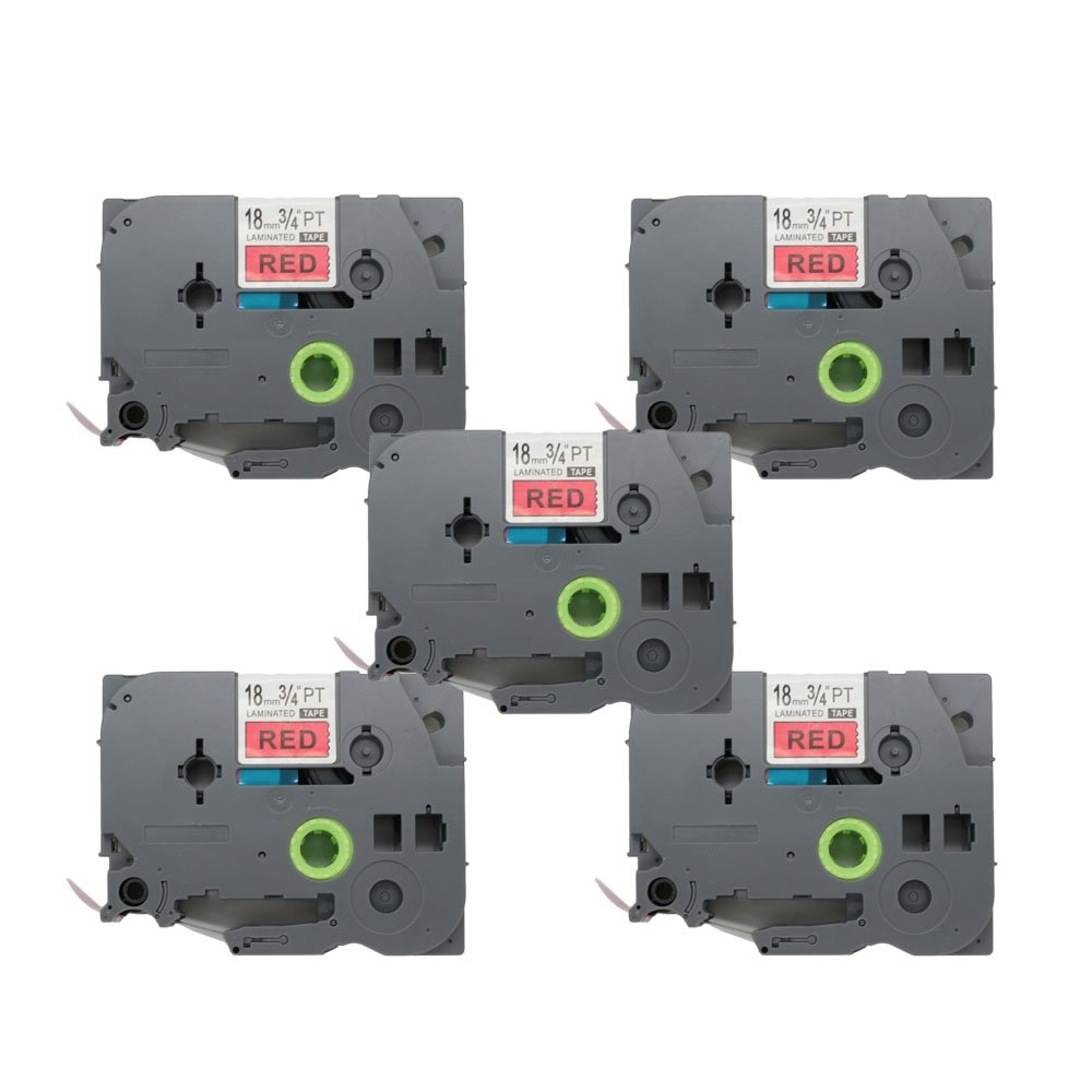 BROVACS 5 Pack Black on Red Label Tape Compatible for Brother P-Touch TZ 441 TZe 441 18mm 3/4" OPA1144x5