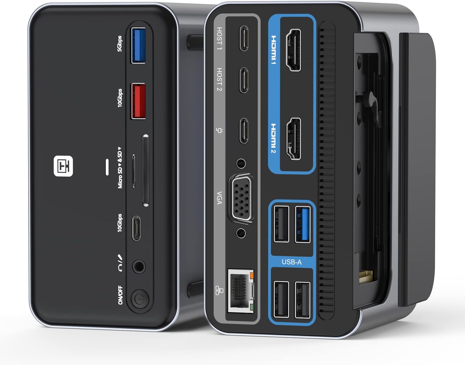 Docking Station Dual 4K Monitor for MacBook Pro/Air, USB C Docking Station with 65W Power Supply, 10Gbps USB 3.1, SSD Enclosure, 7 USB Ports,2 HDMI, VGA, RJ45, SD/TF, Plug and Play