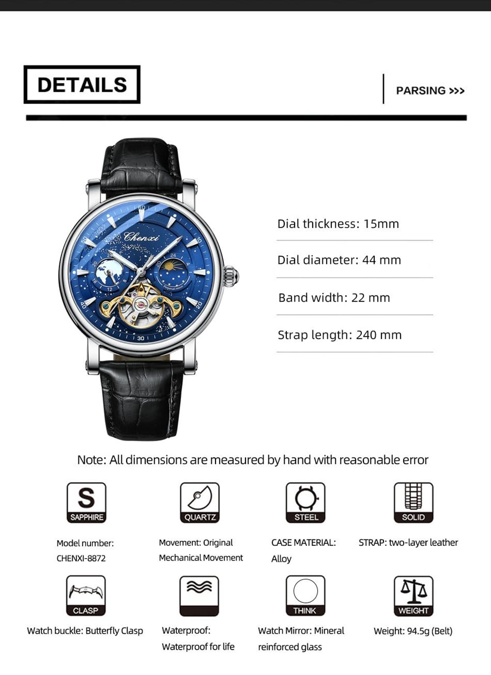 Reloj mecánico automático para hombre, reloj Tourbillon de lujo, impermeable, luminoso, cronógrafo