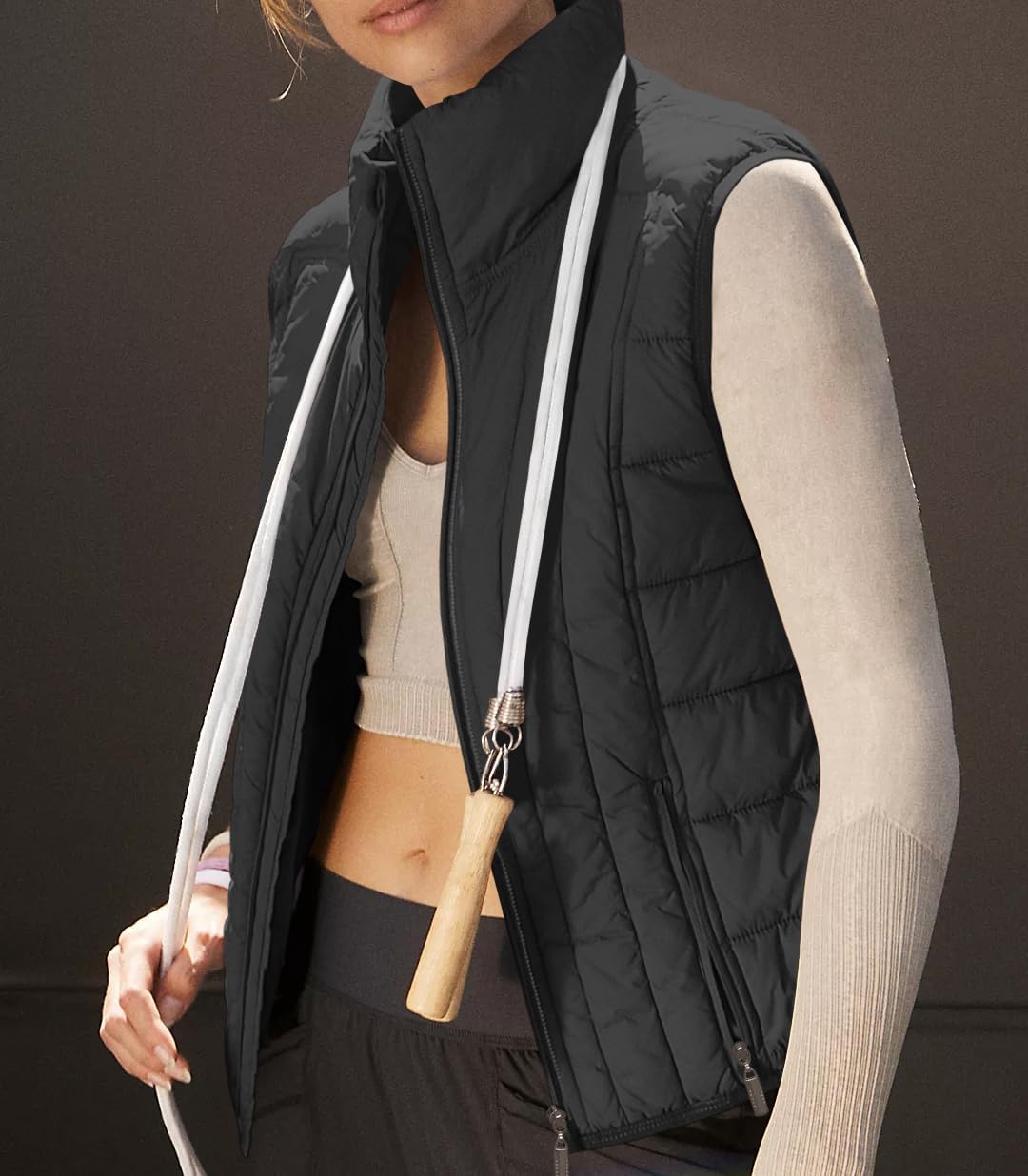 Women's Quilted Vest Casual Sleeveless Lightweight Zip Up Outerwear Vest Coat Winter Stand Collar Gilet 2024 - Image 2