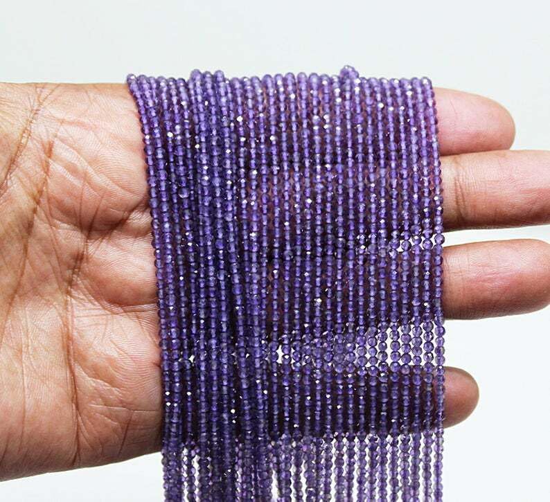 Améthyste naturelle AAA 2mm en perles facettées pour création de bijoux de lithothérapie