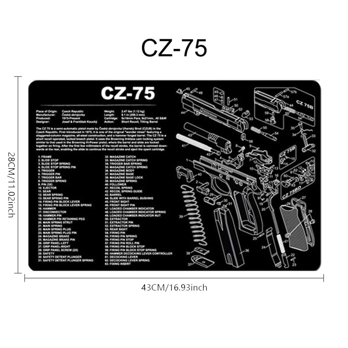 Jungle Leopard Diagramme des pièces du Tapis de Souris en Caoutchouc for Le Nettoyage des Armes à feu AR15 AK47 GL0CK SIG 1911
