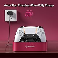 Vista 6 de NEWDERY for PS5 Controller Charger Station Compatible with Dualsense Edge, Fast Charging Dock Stand with Cable, Dual Charging Station for