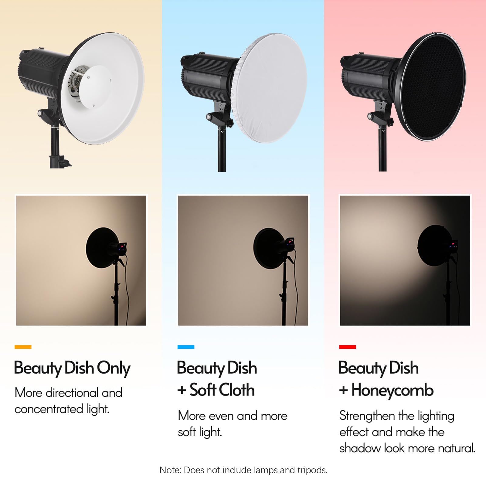 Andoer Réflecteur Standard Beauty Dish Bowens Mount avec Diffuseur Blanc Réflecteur Grille en nid d'abeille pour Photographie de Portrait en Studio Lumière Stroboscopique Flash