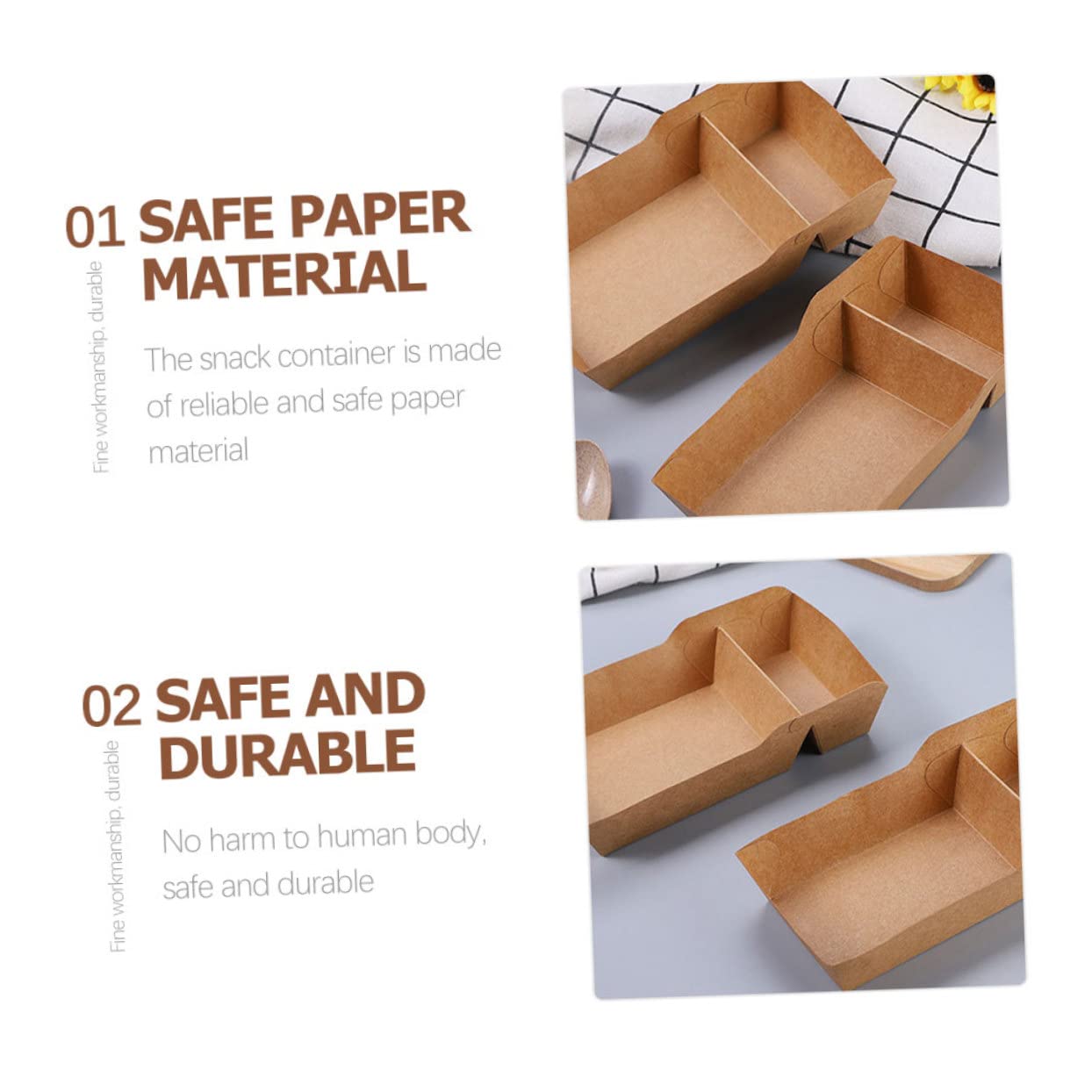 GARVALON 50er-Pack Papp-Snacktabletts Mit 2 Fächer Produktbild-Vorschau 4