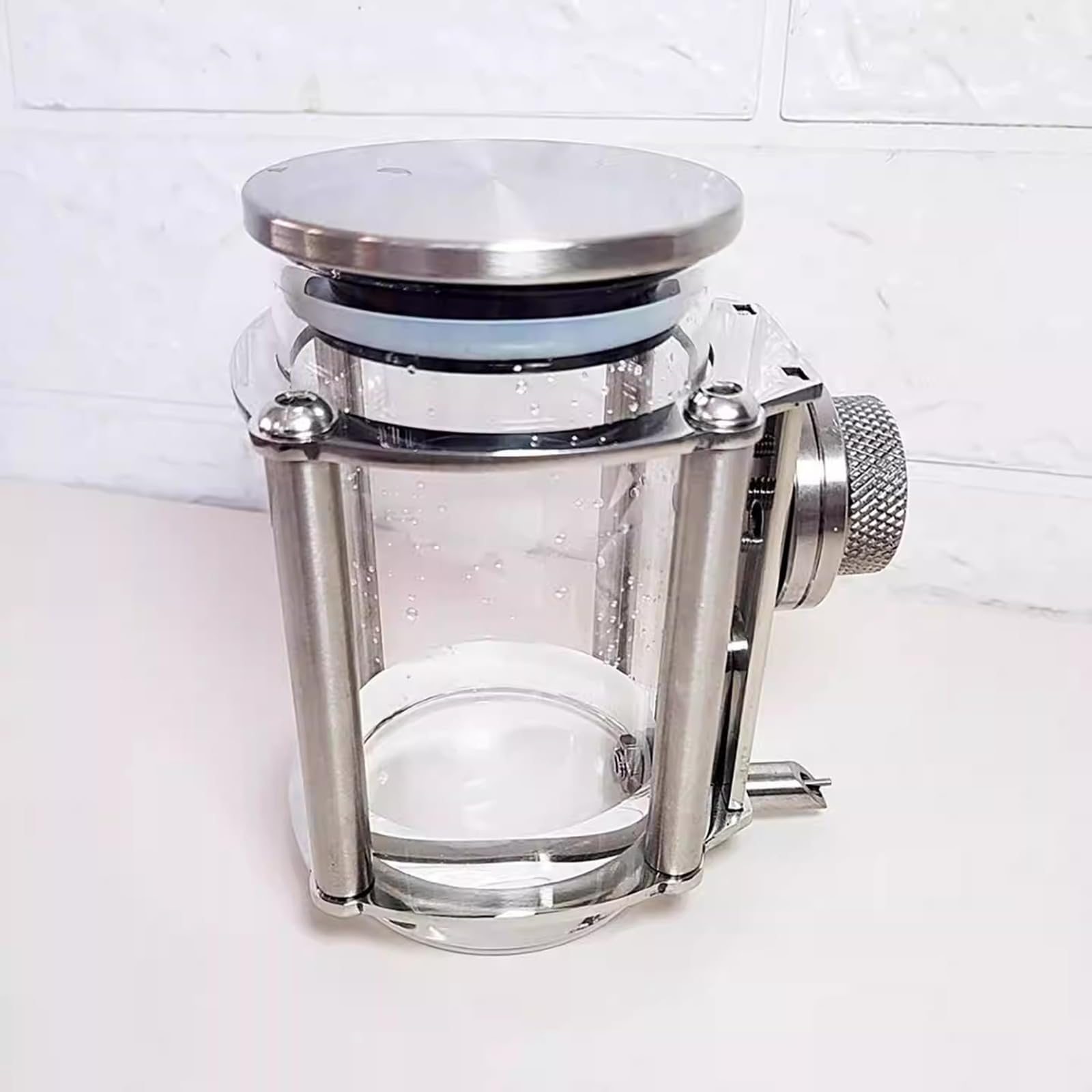 Robuste Glas-Wasserflasche für Haustiere, mit Edelstahl, kein Tropfspender, 350 ml Trinkflasche für Papageien, Vögel, Kaninchen und Nagetiere
