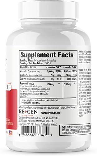 Miniatura 2 de HERPRESCUE Suplemento de apoyo para brotes, cuidado del herpes labial para adultos, cápsulas naturales con zinc, vitamina C y L lisina aminoácido