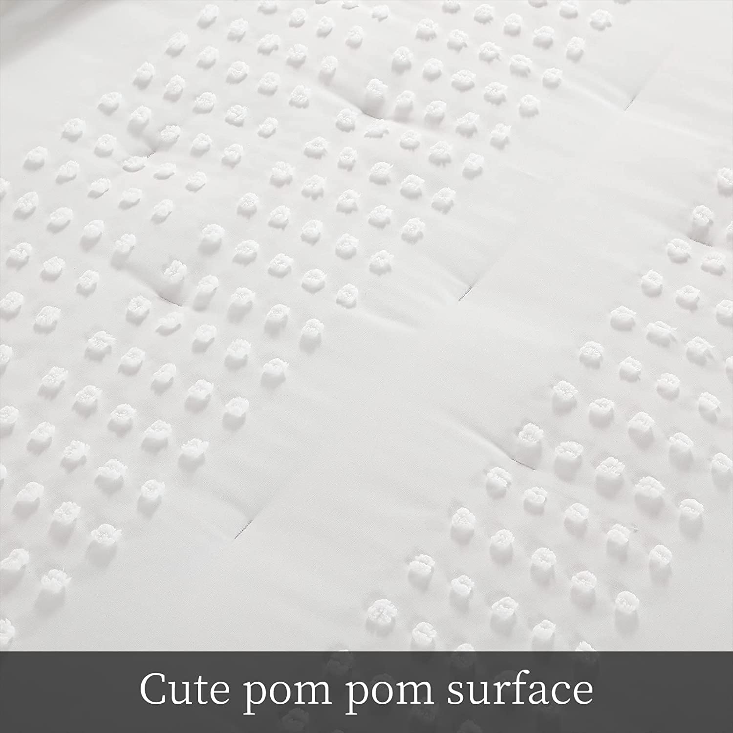 ROYALAY Boho Oversized King Comforter Set 120x120-Cute Tufted Pom Pom Jacquard Comforter-3 Pcs Lightweight and Soft Bedding Comforters Sets (White, 120x120)