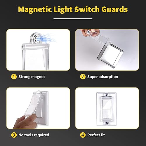 Miniatura 3 de Cubierta magnética para interruptor de luz, cubierta de salida de interruptor de luz para interruptores de pared planos y modernos, protección de
