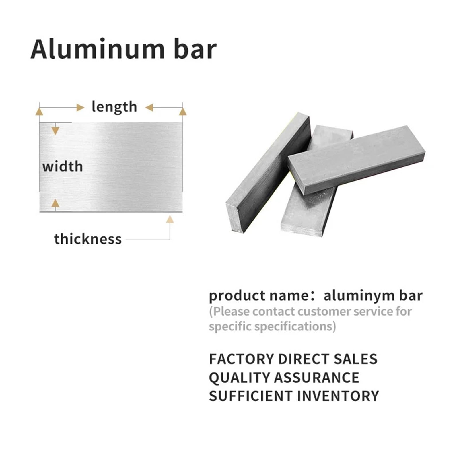 Aluminiumstange Aluminiumstange, Dicke 10 mm, Breite 10–80 mm, Länge 300–500 mm(10 x 60 x 300mm)